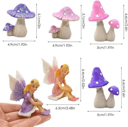 iland Fairy Garden Accessories Fake Mushroom Ornaments Glittery Fairy Figurines for DIY Micro Landscape Terrarium Garden Outdoor Bonsai Yard Miniature Ornaments Fairy House Dollhouse Accessories