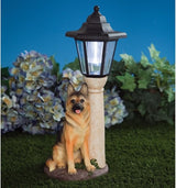 Bits and Pieces - Solar Dog Lantern-Solar Powered Garden Lantern - Resin Dog Sculpture with LED Light (Shepherd) - 13.5"