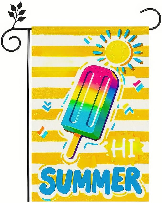 BlissYard Summer Garden Flags 12x18 Double Sided Summer Banner Beach Gardens Flag Bright Popsicle Sun Design Holiday Outside Decorations Yard Flags for Seasonal Decoration in Yard and Garden