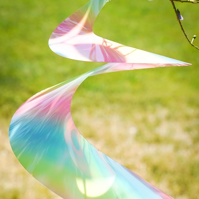 In the Breeze 9159 — 30-inch Striped Iridescent Twister Tail — Colorful Suncatcher Wind Spinner for Yards and Gardens, Humane Animal Deterrent…