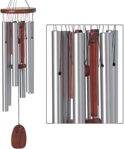 Woodstock Chimes Signature Collection, Singing in The Rain Chime, 25'', Silver Wind Chimes for Outdoor, Patio, Home or Garden Décor (RAIN)