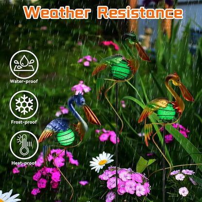 3Pcs Pelican Decorative Garden Stakes, 56.5''H Waterproof Glow in The Dark Metal Yard Decor,Luminous Spring Decorative Garden Stakes for Lawn Patio Pathway
