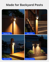 4 Pack Solar Stainless Steel Fence Lights Outdoor Waterproof Motion Sensor Wall Sconce for Backyard Post, Deck, Porch, Stair Rail, Dock, Gate, Walkway, Steps, Patio, Garden, Ambiance Warm Lighting