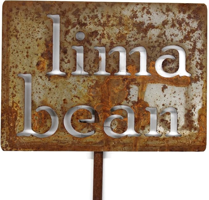 Classic Metal Garden Markers Clearance Items 20 to 33 Inches Tall (lima bean 21", Naturally Rusted)