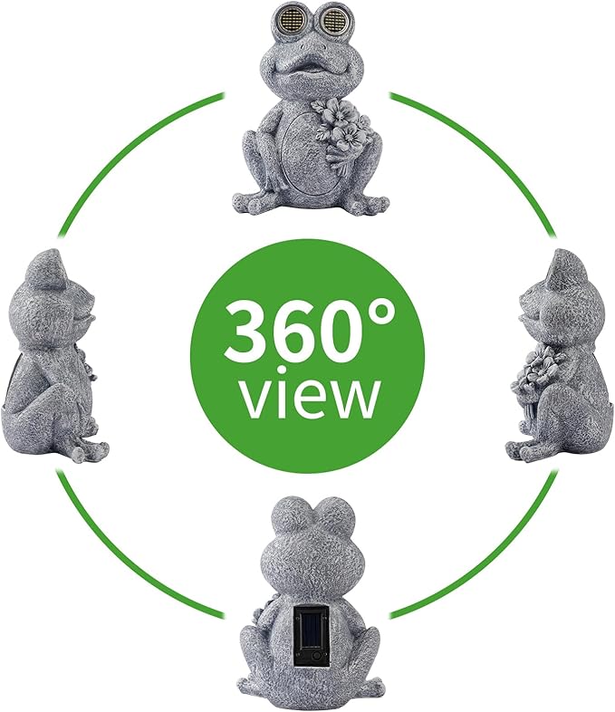 Solar Powered Frog Statue Lights, Frog Figurines Outdoor Garden Decor, Outdoor Patio Decor, Patio Porch Lawn Backyard Decor, Gardening Birthday Gifts for Daughters and Moms