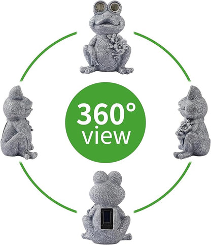 Solar Powered Frog Statue Lights, Frog Figurines Outdoor Garden Decor, Outdoor Patio Decor, Patio Porch Lawn Backyard Decor, Gardening Birthday Gifts for Daughters and Moms