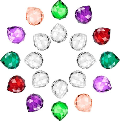 Suncatcher Crystal Prism Ball 20mm, Multicolor Crystal Ball Rainbow Prism Pendants Window Hanging Decor for Home, Garden, Party, Gift 20 Pack