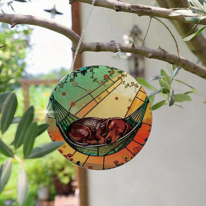 Dog Acrylic Suncatcher, Acrylic Suncatcher Window Hanging Decor, Hand-Painted Sun Catcher Garden Hangings, Dogs Christmas Ornaments for Tree Hanging, Dog Lovers Gifts for Women
