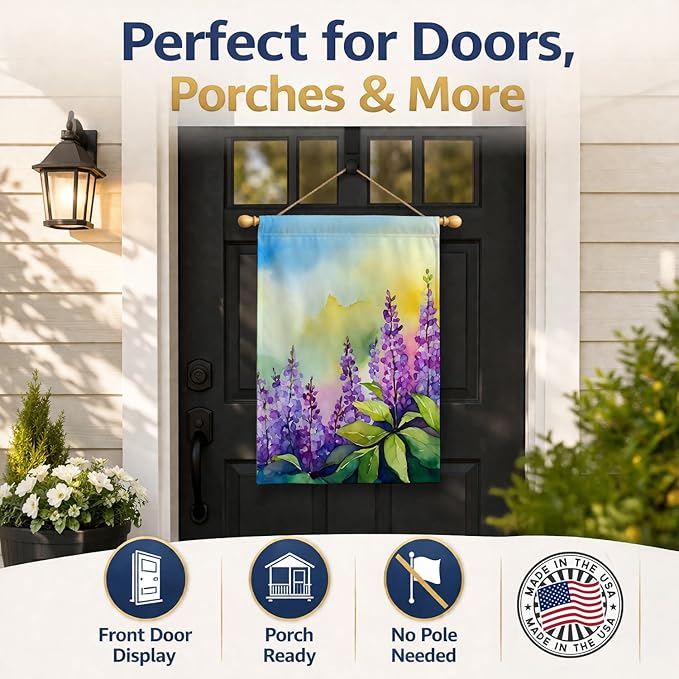Caroline's Treasures Idaho Syringa in Watercolor House Flag Large Porch Sleeve Pole Decorative Outside Yard Banner Artwork Wall Hanging, Polyester, House Size, Multicolor