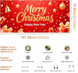 IVN Christmas Garage Door Cover Decoration 13x6ft Sparkling Gold Lettering Confetti Bells and Gifts Merry Christmas Winter Garage Door Banner Home Door Front Yard Decor for Xmas Eve Holiday Outdoor
