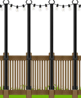 LETIANPAI 4 Pack String Light Poles,5 Ft Metal Poles with Fence Bracket for Outdoor String Lights,Outdoor Light Poles with Fork,Poles/Post/Stand for Outside
