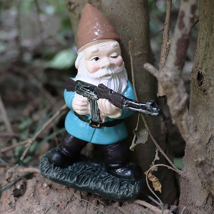 Tirifer Garden Gnome with Gun, Military Gnome Soldiers Garden Gnome, Tactical Statue for Indoor Outdoor, Patio, Yard, Lawn Ornaments, Home Décor