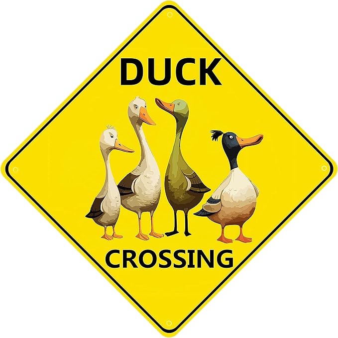 Duck Crossing Signs, Duck Pond Sign for Duck Nene Crossing Sign Bundle 2 Pieces Nene Crossing Farmhouse Wall Decor Garage Retro 12X12 Inch