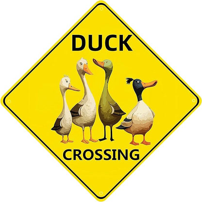 Duck Crossing Signs, Duck Pond Sign for Duck Nene Crossing Sign Bundle 2 Pieces Nene Crossing Farmhouse Wall Decor Garage Retro 12X12 Inch