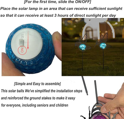 Butterfly Solar Lights Outdoor Decorations, 2 Pack Metal Iron Solar Stake Lights for Yard, Garden, Lawn Decor