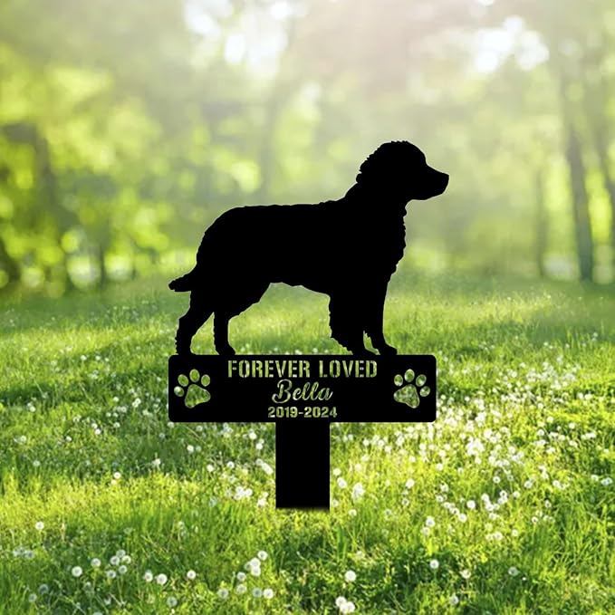 Custom American Water Spaniel Metal Memorial Garden Stake Personalized Pet Grave Marker Name Sign Remembrance Stake Decor Sympathy Dog Loss,Outdoor Statues for Yard Garden Lawn Patio Pathway Grave.