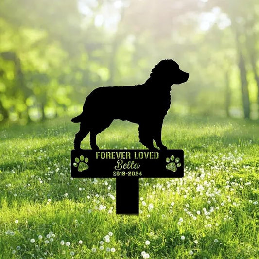 Custom American Water Spaniel Metal Memorial Garden Stake Personalized Pet Grave Marker Name Sign Remembrance Stake Decor Sympathy Dog Loss,Outdoor Statues for Yard Garden Lawn Patio Pathway Grave.