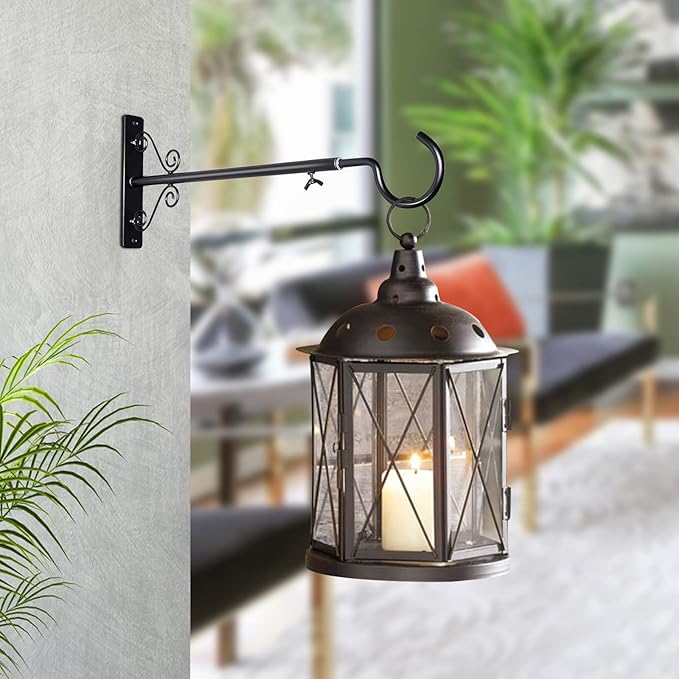 BOLITE Bird Feeder Hanger(16 to 24 Inch), Adjustable Hanging Plant Brackets, Plant Hangers for Hanging Bird Feeders, Planters, Lanterns, Wind Chimes, String Lights, 2 Pack, Black