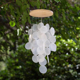 Wind Chimes for Outside, Handcrafted White Capiz Shells Windchime Coastal Style Decor for Indoor/Outdoors, Garden Decors, Great Gift for Women, Beach Hanging Decor, Wind Chimes Lovers and More