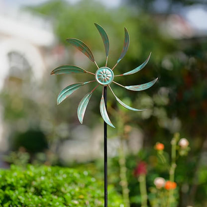 Stargarden 2Pack Wind Spinners Outdoor Metal, Garden Pinwheels Waterproof Wind Sculptures, Small Windmills for Yard and Garden Decor