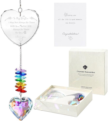 Bestie Gift for Women, Friend Gifts for Women, Friend Birthday Gifts, K9 Suncatcher for Mothers Day, Christmas, Birthday, Friendship
