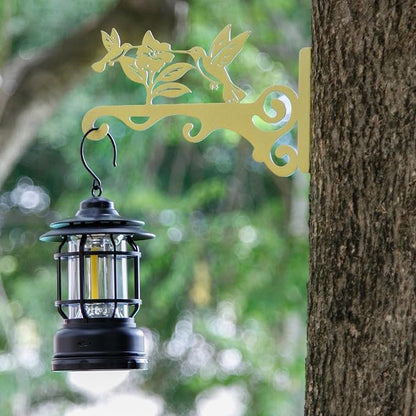 Elegant Bird Pattern Wall Hooks - 10/12/14 Inch Metal Plant Hangers for Indoor & Outdoor - Rust-Resistant Bracket for Plants, Feeders, Chimes, Lanterns (4, Gold, 10 inch)