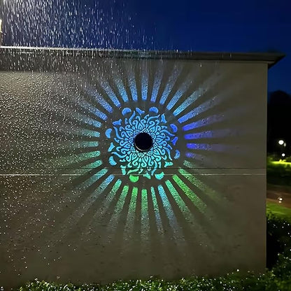 Decorative Solar Mandala Lights - Outdoor Metal Solar Powered Deck Step Wall Lights, Mandala Theme Waterproof Fence Mini Light for Garden Post Patio Backyard Yard Decor (Peony, Green)