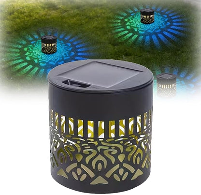 Decorative Solar Mandala Lights - Outdoor Metal Solar Powered Deck Step Wall Lights, Mandala Theme Waterproof Fence Mini Light for Garden Post Patio Backyard Yard Decor (Black, Green)