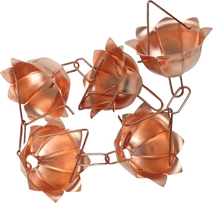 Haofy 1 Meter Copper Rain Chain 5 Petal Cups Design Rainwater Drainage System Decorative Gutter Replacement for Garden Patio Outdoor Decor
