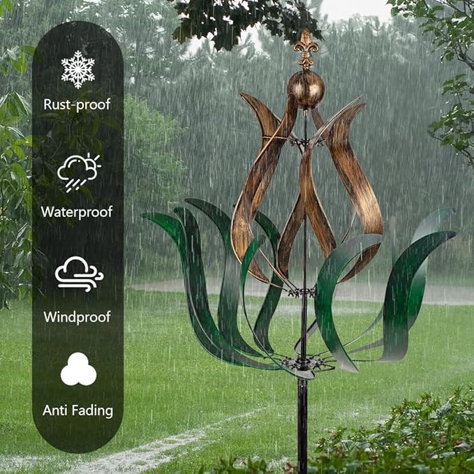 DREAMYSOUL Large Wind Spinner Outdoor, 90.5" Metal Tulip Wind Mills, 360 Degrees Rotating Kinetic Wind Mills for Lawn Backyard Patio Garden Decor Yard Art