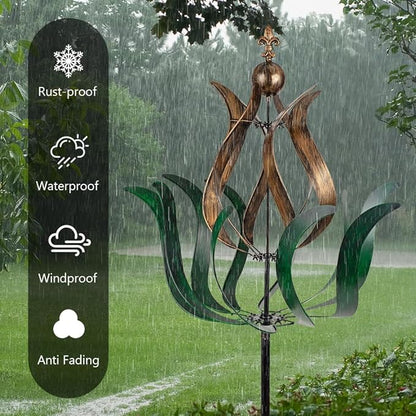 DREAMYSOUL Large Wind Spinner Outdoor, 90.5" Metal Tulip Wind Mills, 360 Degrees Rotating Kinetic Wind Mills for Lawn Backyard Patio Garden Decor Yard Art