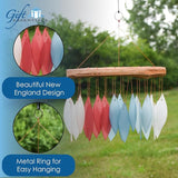 Blue Handworks New England Harbor Glass Chime, Sandblasted Glass and Found Wood Handcrafted Wind Chime