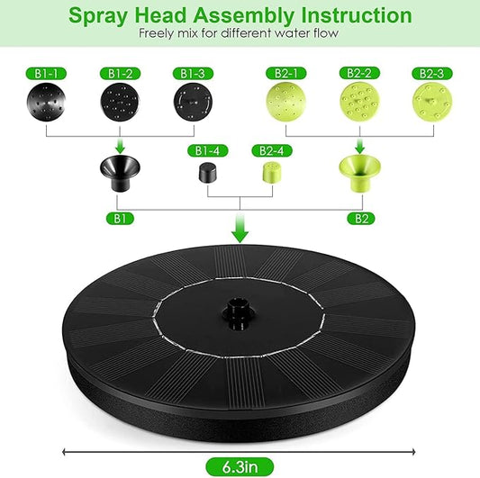 Bird Bath Fountain Pump Solar Powered, 2026 Upgrade 1.4W Floating & Standing Water Pump with 10 Nozzles for Garden, Pond, Pool, Outdoor