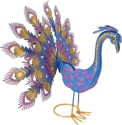 PeacockStatue, IronLawnFigurineGardenDecorwithIntricateDetailsandVibrantColors, forBackyardPorchPatioOutdoorDecoration