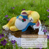 Rabbit Statue Outdoor Decor Garden Sculptures with Bunny Holding Flower Figurines for Home Yard Lawn Ornaments Porch Patio Balcony, Easter Christmas Housewarming Gift for Women Mom Grandma