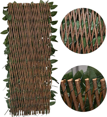 GLANT Expandable Fence Privacy Screen for Balcony Patio Outdoor,Decorative Faux Ivy Fencing Panel,Artificial Hedges (Single Sided Leaves) (2, Dark Green)