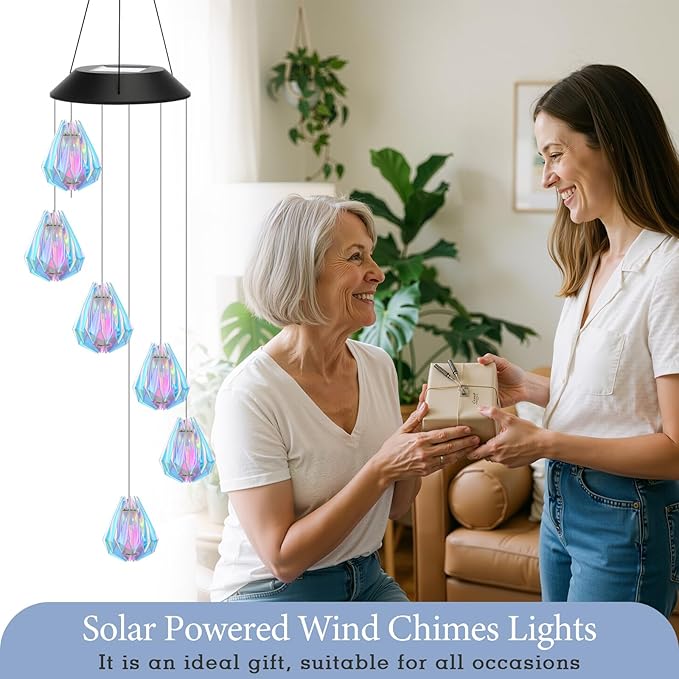 VIHOSE Solar Wind Chimes Lights Outdoor, Color Changing Hanging Solar Wind Chime, Laser Ball Mobile LED Lights for Outside Garden Yard Patio Decor, Waterproof
