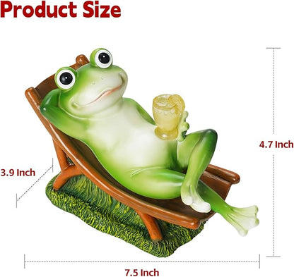 Frog Garden Statue Garden Decor for Outside for Yard、Balcony 、Lawn and Gifts for Women, Unique Artistic Housewarming Presents Gift