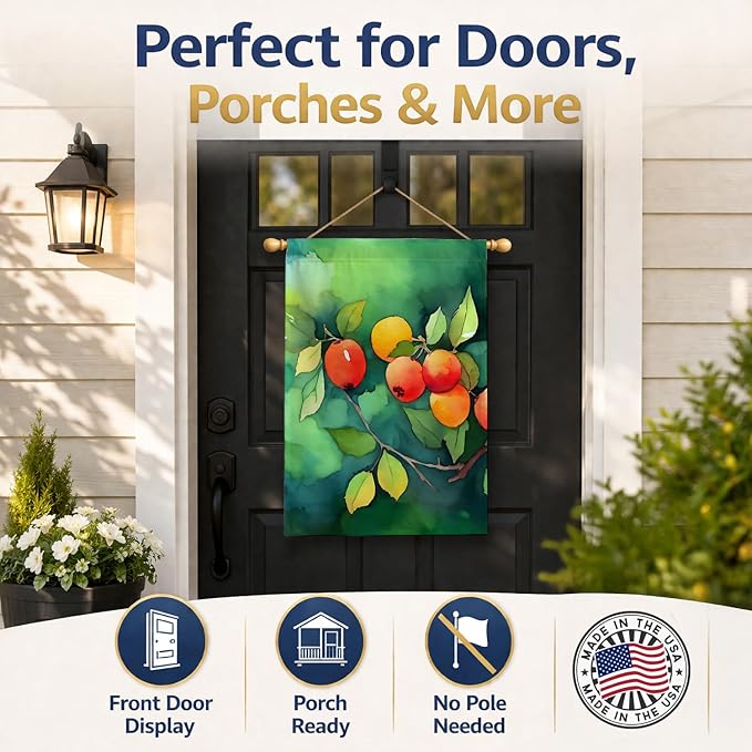 Caroline's Treasures Missouri Hawthorns in Watercolor House Flag Large Porch Sleeve Pole Decorative Outside Yard Banner Artwork Wall Hanging, Polyester, House Size, Multicolor