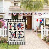 ORTIGIA 4th of July Patrioctic Garden Flag Burlap Vertical Double Sided Independence Day Memorial Day Home Sweet Home Sunflower Small Flag Home Yard Outside Outdoor Decor 12.5x18 Inch