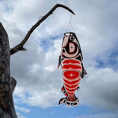 In the Breeze 5120 — Salmon Totem Fish Windsock-Hanging Outdoor Decoration, 48"
