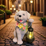Dog Solar Light, Solar Dogs Statues Outdoor with Lantern, Cute Dogs Garden Figurines for Patio and Yard Decor, Gardening Gifts for Mom, Grandma, Dog Lovers