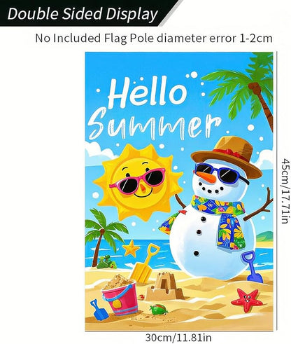 BlissYard Welcome Summer Garden Flag Sunglasses Snowman on Beach Hawaii Seaside Sunshine Decor Seasonal Outdoor Welcome Yard Flag 12 x 18 Inch Double Sided Decoration