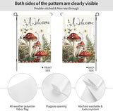 Mushrooms and Fern Garden Flags 12×18 Inch Welcome Double Sided Decorative Yard Banner Seasonal Flag for Outdoor Outside Decor