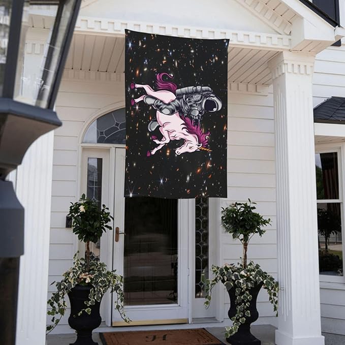 Astronaut Unicorn Flag 3x5 Ft Outdoor Indoor With Grommet Garden Yard Banner Decorative Sign