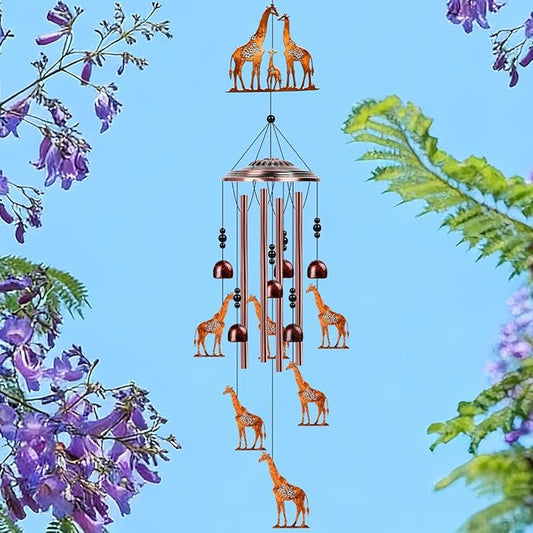 Giraffe Wind Chimes for Outside - Metal Windchimes Outdoors, Giraffe Gifts for Women/Men, Memorial/Birthday/Housewarming/Festival Gifts, Chimes for Garden Decor Patio Yard Outdoors