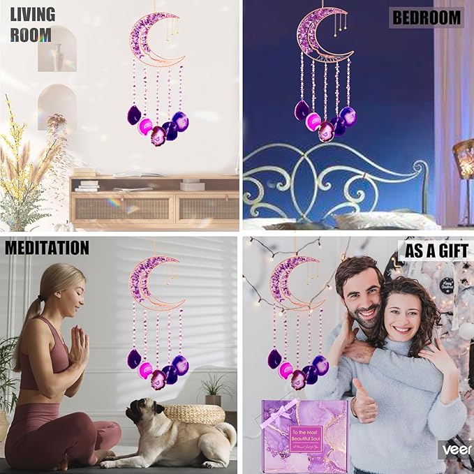 Birthday Gift for Women, Mom, Sister, Best Friend, Wife, Girlfriend, Bestie, Coworkers, Woman Gifts for Birthday, Christmas, Anniversary, Valentines Day, Amethyst Wind Chimes Purple Gifts for Women