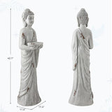 42" Extra-Large Buddha Outdoor Statue with Birdfeeder, Tall Zen Meditative Buddha Figures, Durable Weatherproof MGO Sculpture for Garden, Patio, Yard, Porch or Indoor Home Decor