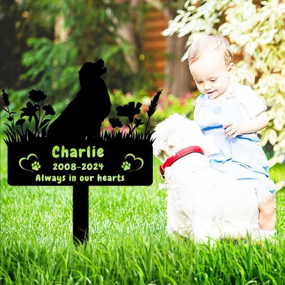 Custom Golden Retriever Dog Memorial Grave Marker,Personalized Pet Dog Memorial Garden Stake,Flora Dog Memorial Plaque Burial Stake Engraved Sign,Dog Sympathy Grave Stake,Dog Statue Headstone