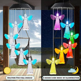 MorTime 28" LED Solar Wind Chime, Color Changing Solar Angel Wind Chimes Mobile Hanging Wind Chime for OutsideHome Garden Decoration